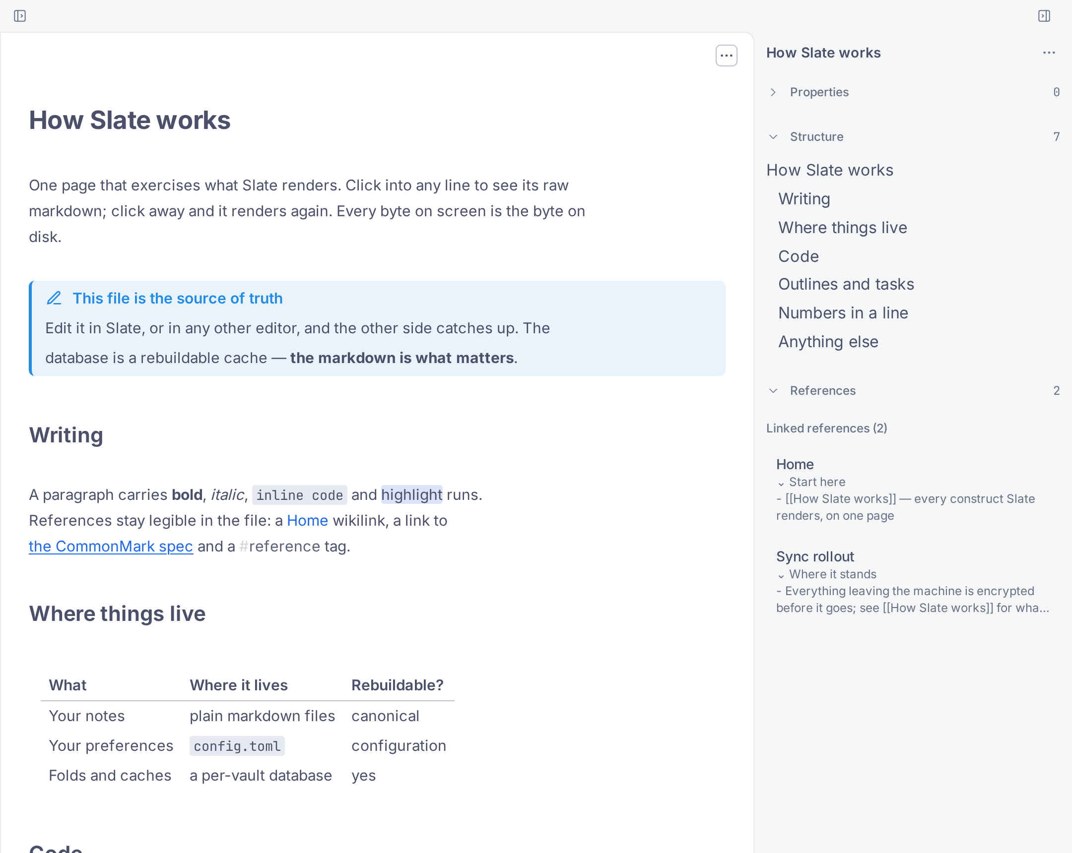 A document open in the editor, with a callout and a table.